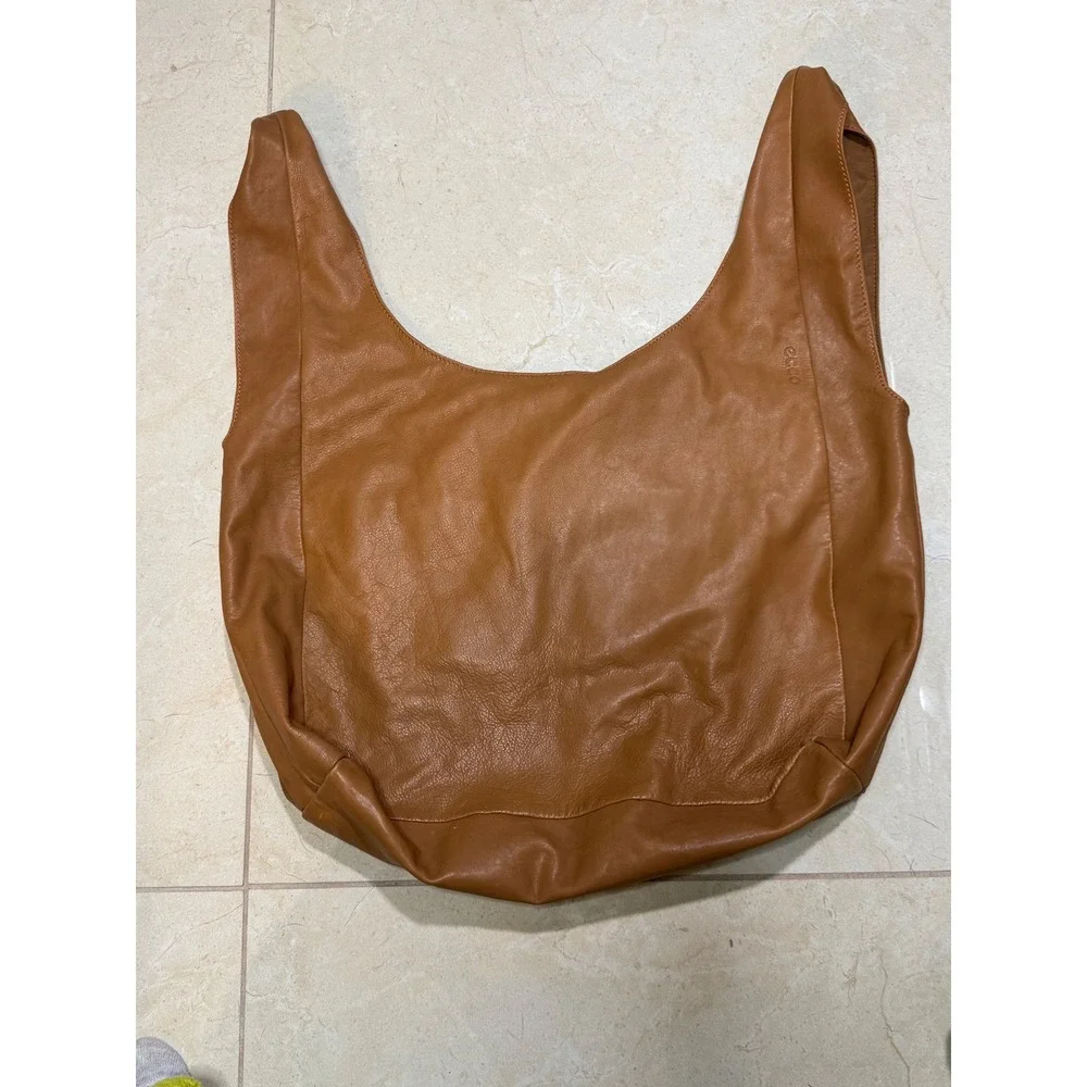 ECCO Genuine Leather Slouchy Hobo Shoulder Bag Cognac Brown